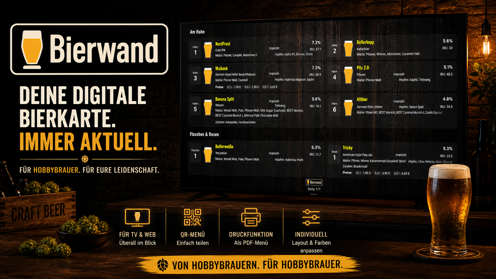 Beispiel einer modernen Bierwand-TV-Ansicht